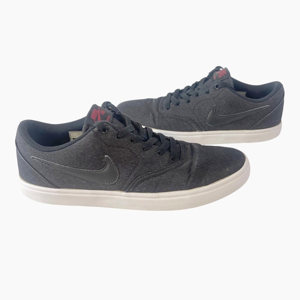 Nike SB Check‎ Solarsoft Skateboard Shoes Men's 8 Black Canvas Skater Core